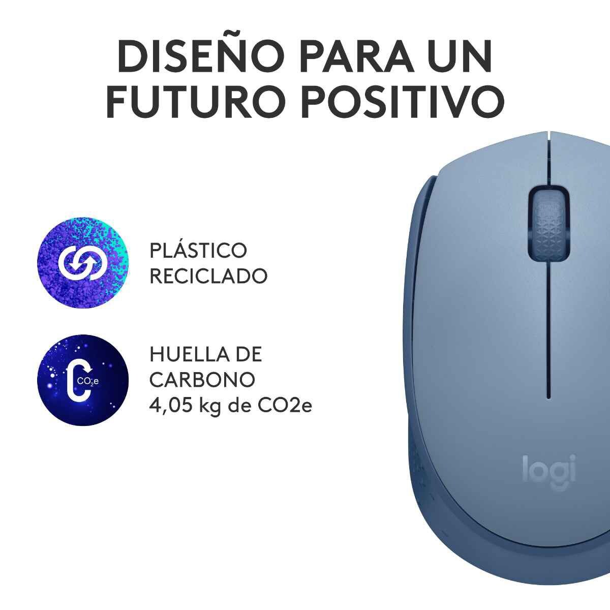 Mouse logitech M170 inalámbrico simplicidad de plug-play 1000dpi color gris azulado