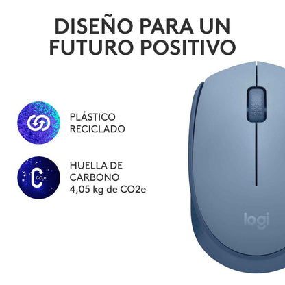 Mouse logitech M170 inalámbrico simplicidad de plug-play 1000dpi color gris azulado