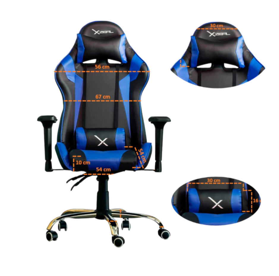 Silla de escritorio Xzeal XZ10 gamer ergonómica negra y azul